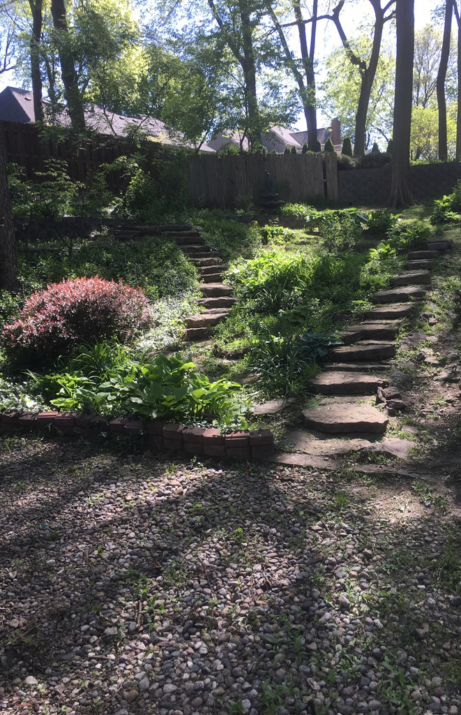 garden with stone steps